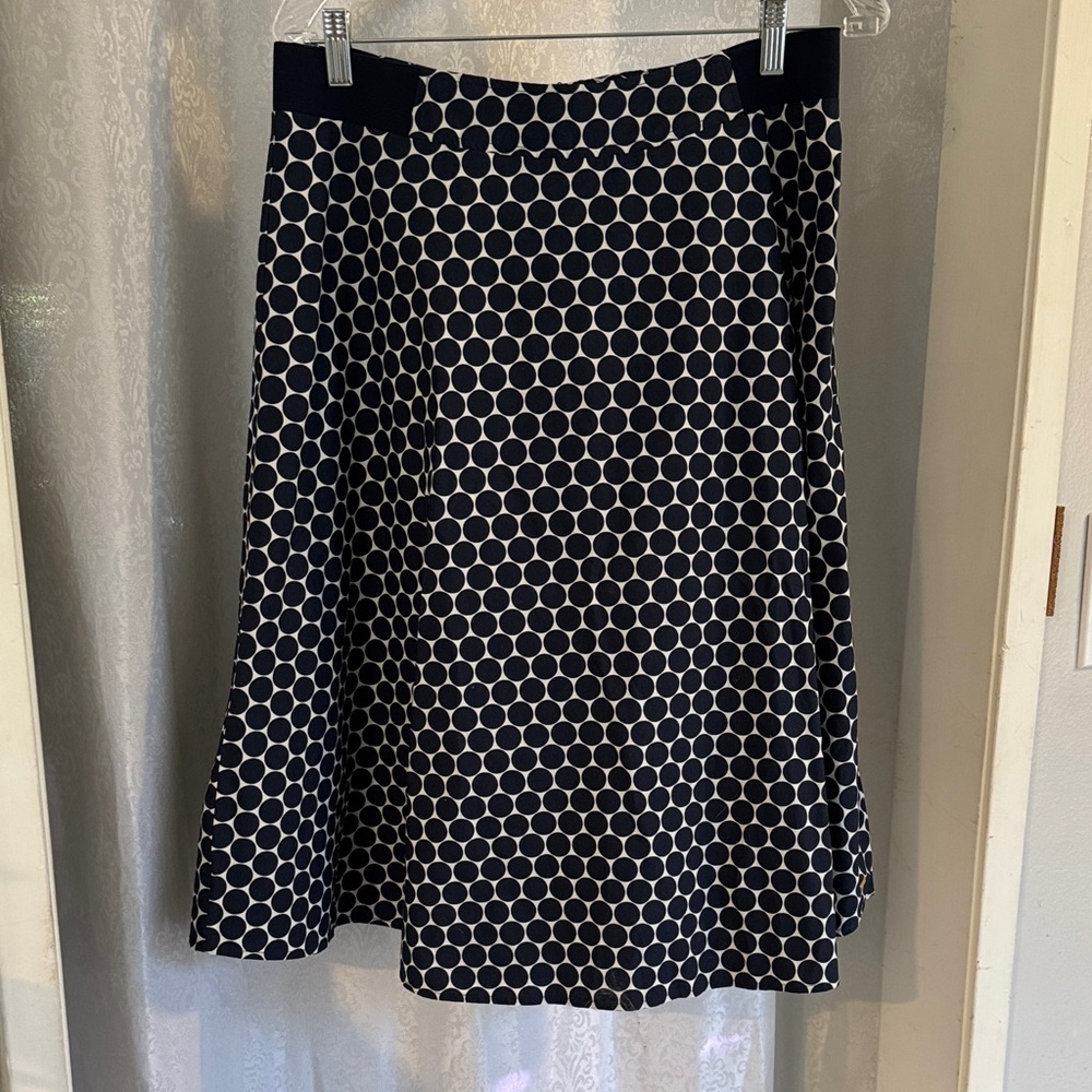 HAMPTON REPUBLIC Navy and White Polka Dot A-Line Skirt Sz: 12